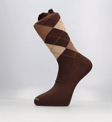 CHAUSSETTE À CARREAUX INTARSIA MARRON