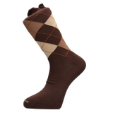 CHAUSSETTE À CARREAUX INTARSIA MARRON