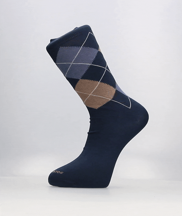 CALCETIN CUADROS INTARSIA AZULON