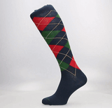 CALCETA INTARSIA AZUL-ROJO