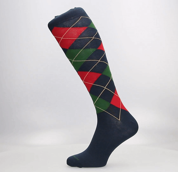 CALCETA INTARSIA AZUL-ROJO