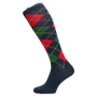 CALCETA INTARSIA AZUL-ROJO