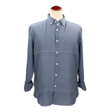 BLUE LINEN BUTTON-DOWN SHIRT