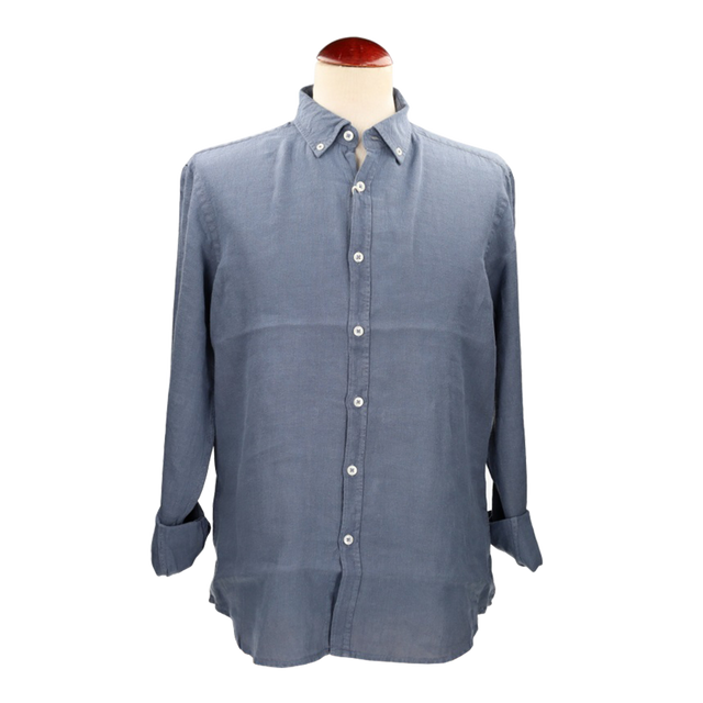 BLUE LINEN BUTTON-DOWN SHIRT