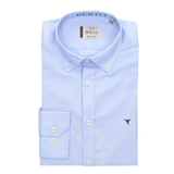 CAMISA OXFORD LISO AZUL CON BOTON