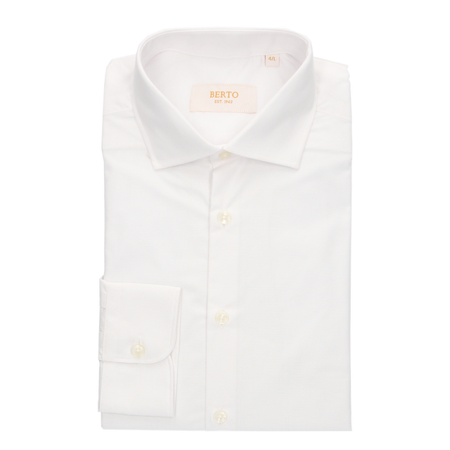 WHITE FIL A FIL DRESS SHIRT