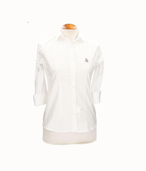 Camisa Mujer Popelín Blanco con Bordado Amazonas Marino