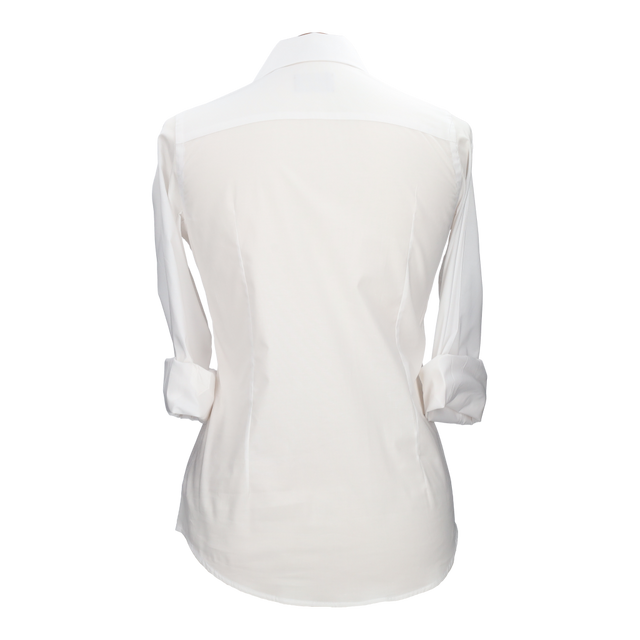 Camisa Mujer Popelín Blanco con Bordado Amazonas Marino