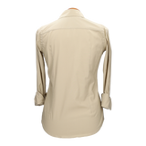 Camel Poplin Women's Shirt with Navy Amazon Embroidery