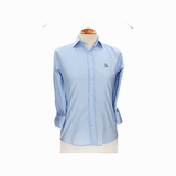 Chemise femme en popeline bleu clair avec broderie Amazon bleu marine