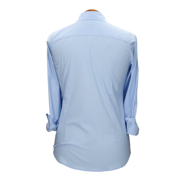 Chemise femme en popeline bleu clair avec broderie Amazon bleu marine