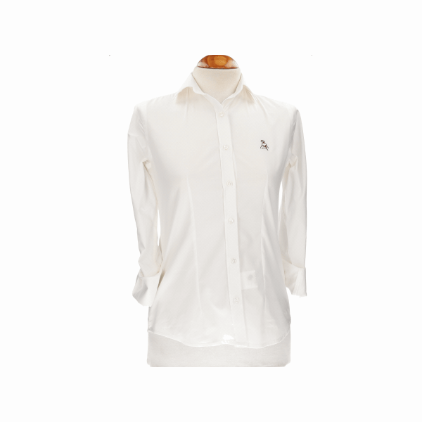 Chemise femme en popeline beige avec broderie Amazon marron