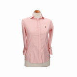 Camisa mujer popelín rosa con bordado amazonas marino
