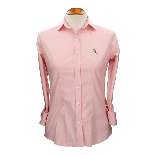 PINK EMBROIDERY POPLIN SHIRT. MARINE