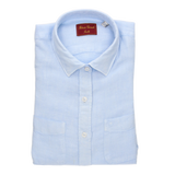 CAMISA 2 BOLSILLOS LINO CELESTE