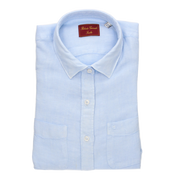 CAMISA 2 BOLSILLOS LINO CELESTE