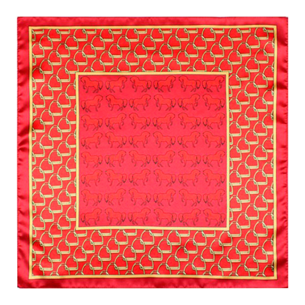 Red stirrups and horses handkerchief