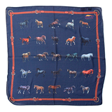 Navy horse silk scarf