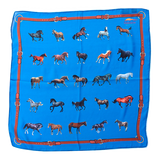Pañuelo de seda de caballos celeste