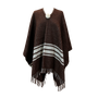 Poncho marron à rayures beiges