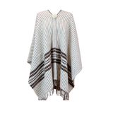Raw poncho with 3 brown stripes