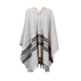 RAW PONCHO WITH 3 BROWN STRIPES