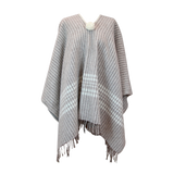 Taupe Poncho with Combined Stripes Ecru-Taupe