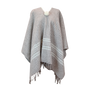 Taupe poncho with stripes, raw-taupe combo