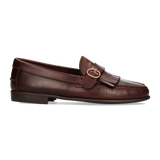 Mocasín con flecos y hebilla moka