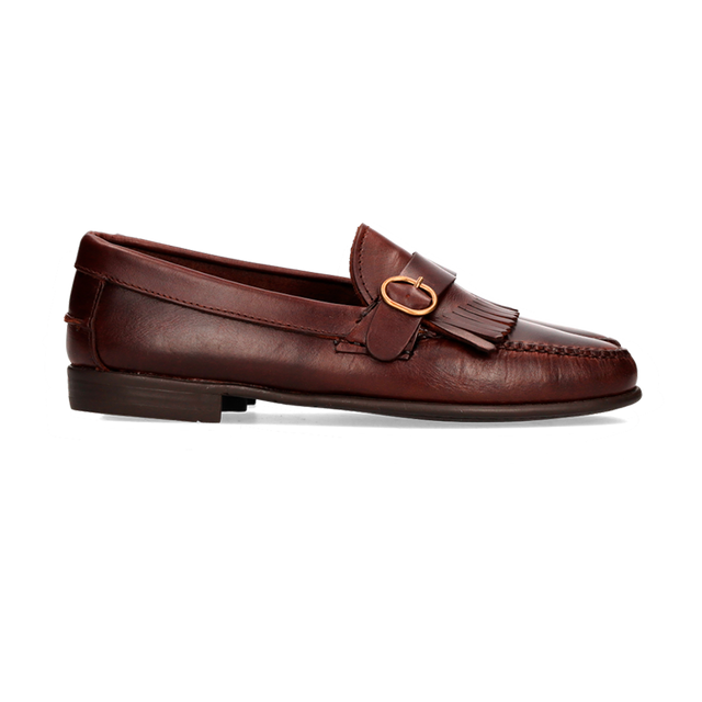 FRINGED LOAFER WITH MOKA BUCKLE