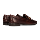 Mocasín con flecos y hebilla moka