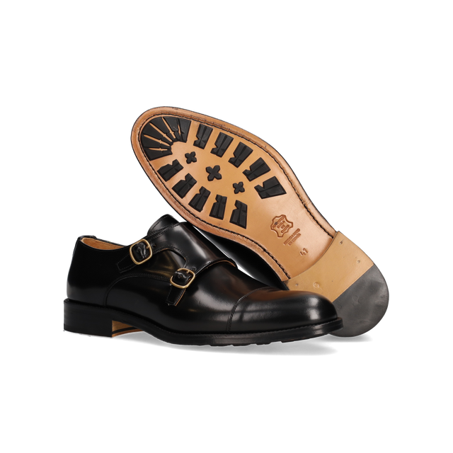 Black Florentic two-buckle top