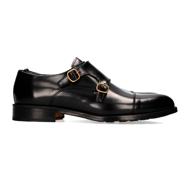 Black Florentic two-buckle top