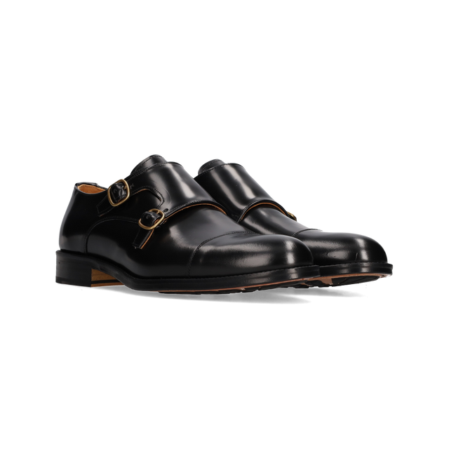 Black Florentic two-buckle top