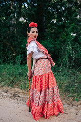 Conjunto Amapola En Salmón Combinada con Flores