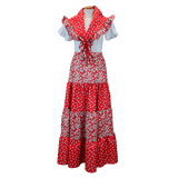 Conjunto Amapola En Rojo Combinada con Flores