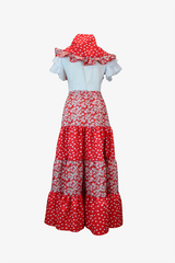 Conjunto Amapola En Rojo Combinada con Flores