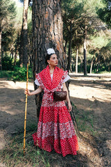 Conjunto Amapola En Rojo Combinada con Flores