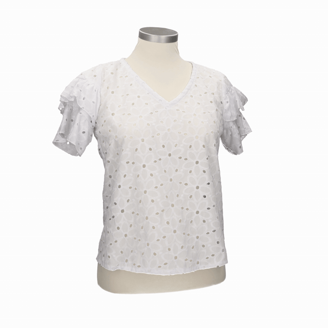 BLUSA PERFORADA MANGA DE CAPA