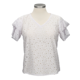 BLUSA PERFORADA MANGA DE CAPA