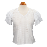 Blusa perforada manga capa