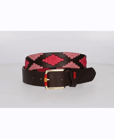 CEINTURE MARRON AVEC BRODERIE ROSE