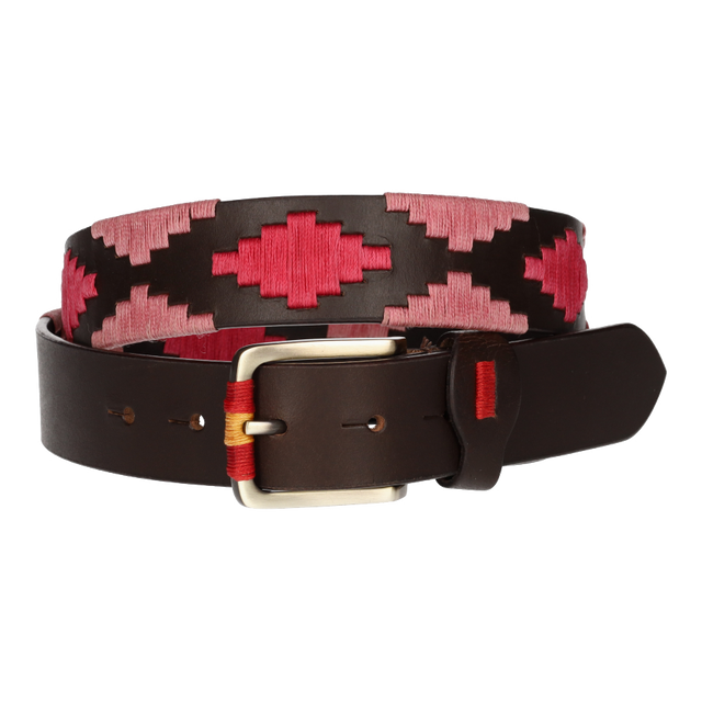 CEINTURE MARRON AVEC BRODERIE ROSE