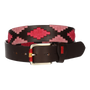 BROWN BELT WITH PINK EMBROIDERY