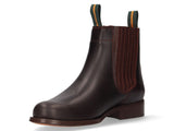 Short chestnut calf boot with pleated gusset Valverde del Camino