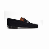 Mocasín Hebilla Ante Azul