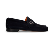 MOCASSIN À BOUCLE EN DAIM BLEU