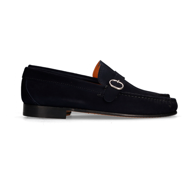 MOCASSIN À BOUCLE EN DAIM BLEU