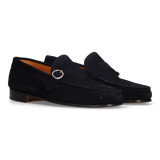 Mocasín Hebilla Ante Azul