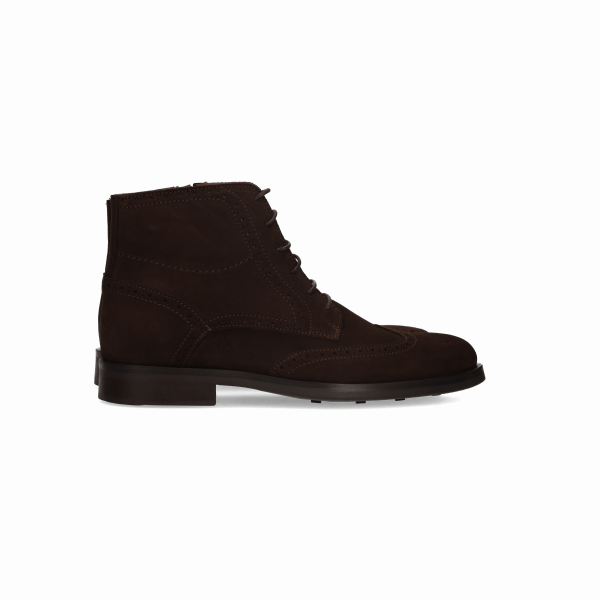 BROWN PERFORATED LACE-UP BOOT